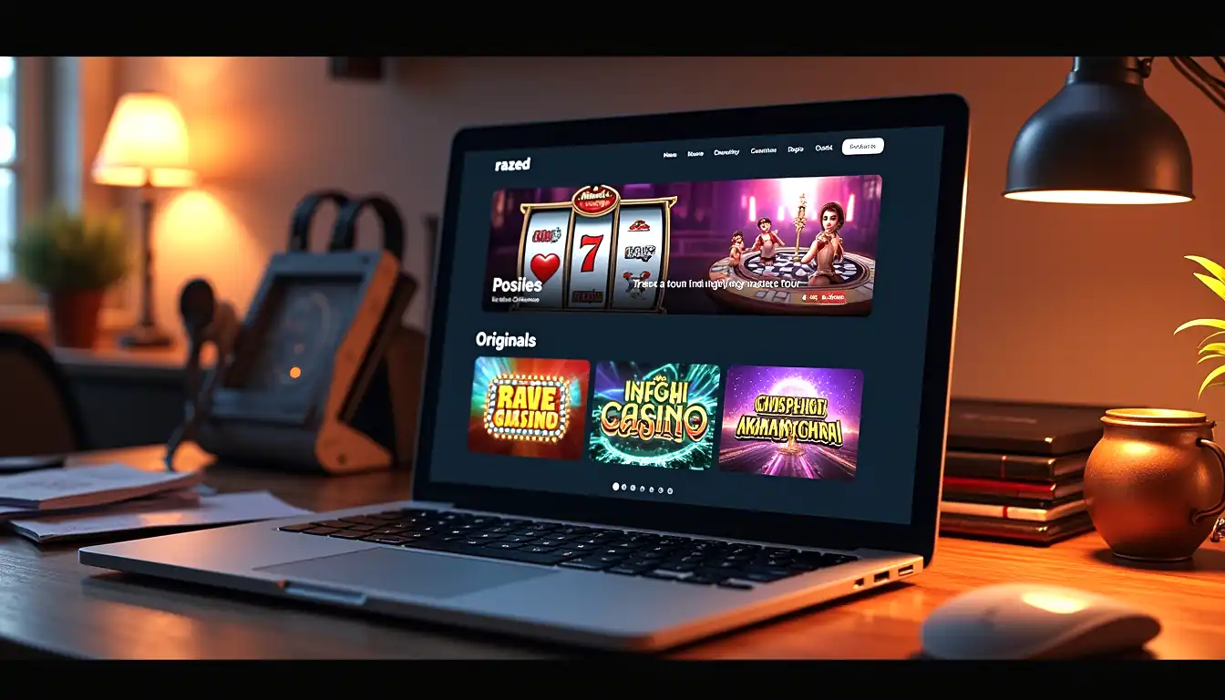 Razed Casino game categories and slot lobby in browser